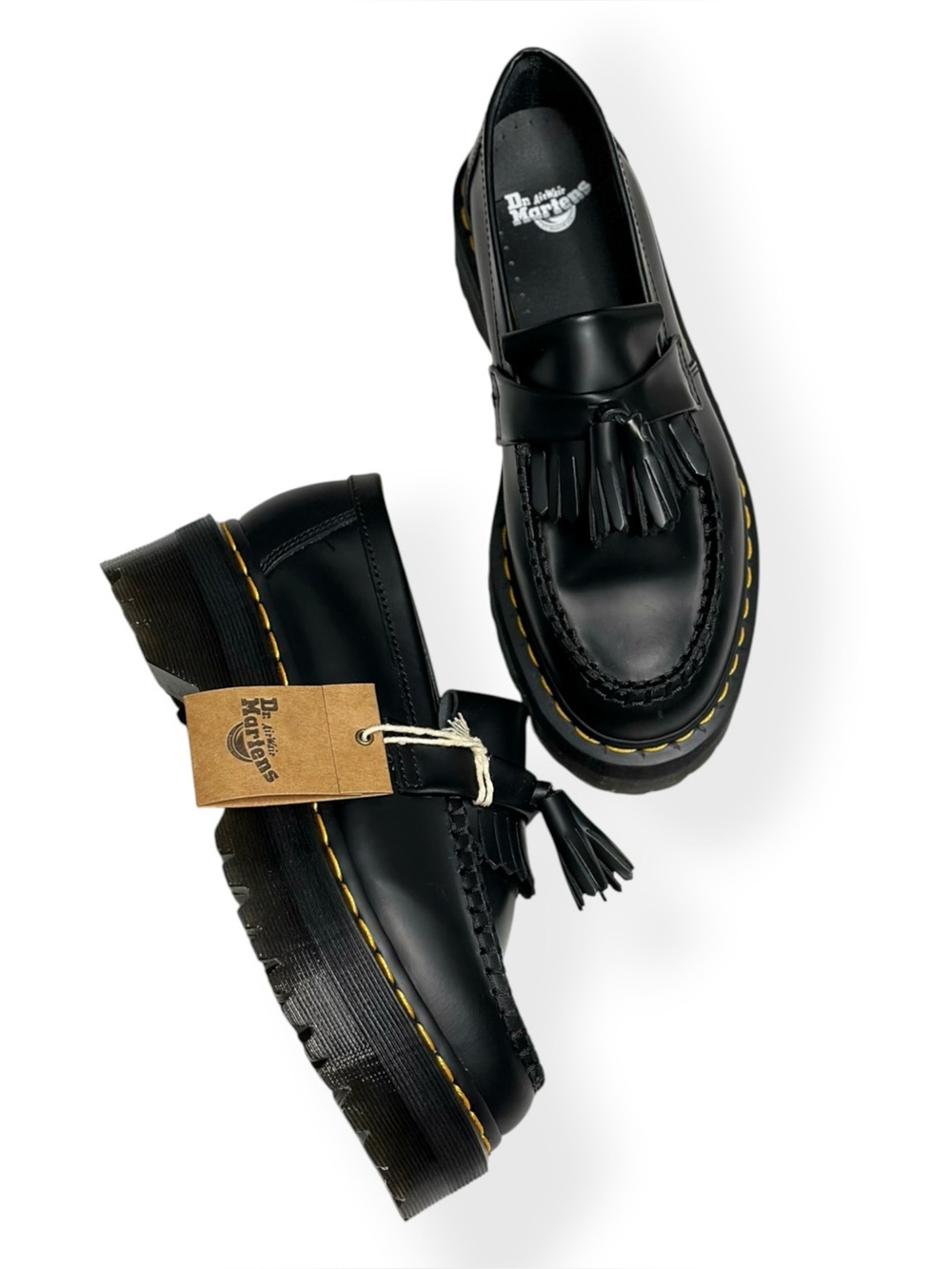 NEW DR. MARTENS Adrian Bex Smooth Leather Tassel Loafers, Black, US7 (L)